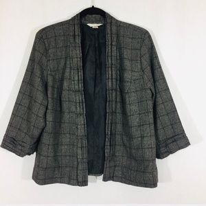 Plaid 3/4 sleeve open blazer FINAL PRICE